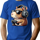 Funny Capybara Rodent Video Games T-Shirt - Sarcastic Humor Graphic Tee - Blue