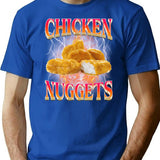 Funny Chicken Nuggets Bootleg 90S Vintage T-Shirt for Men & Women, T-Shirts Graphic Tee - Blue