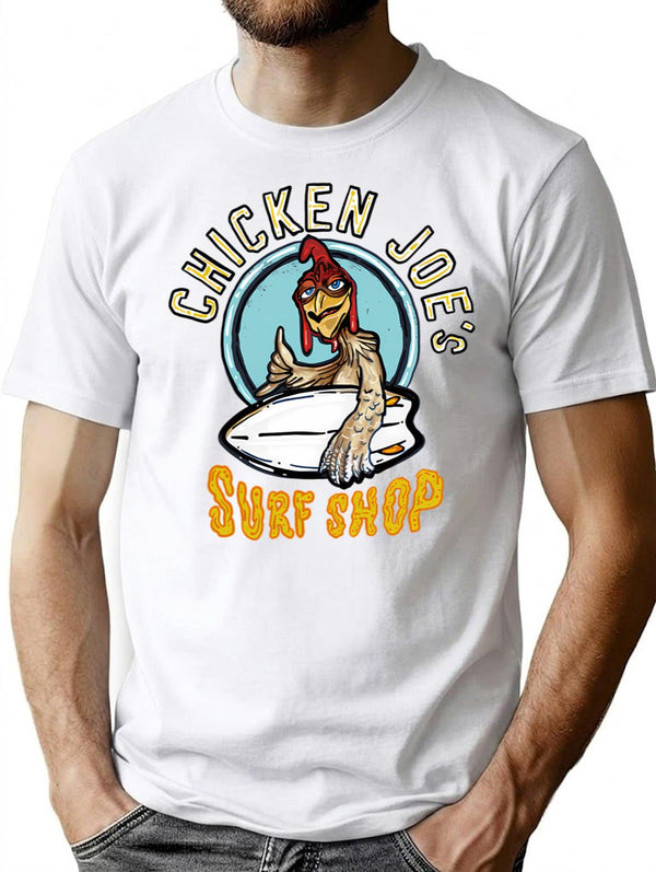 Funny Chicken Vintage Joes Surf Shop T-Shirt for Men & Women, T-Shirts Graphic Tee - White