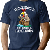 Funny Chicken Vintage Rooster Old Cranky Dangerous T-Shirt - Navy
