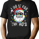 Funny Christmas Santa Claus I Do It For The Hos Cute Xmas T-Shirt - Black