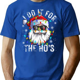 Funny Christmas Santa Claus I Do It For The Hos Cute Xmas T-Shirt - Blue