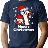 Funny Comic Calvin And Hobbes Art Gift Fan T-Shirt - Navy