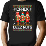 Funny Crack Deez Nuts Ugly Christmas Sweater Xmas Nutcracker T-Shirt for Men & Women, T-Shirts Graphic Tee - Black