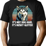 Funny Cute Siberian Husky Dog Glitter T-Shirt - Black