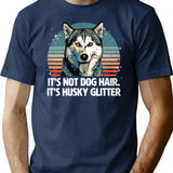 Funny Cute Siberian Husky Dog Glitter T-Shirt - Navy
