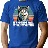 Funny Cute Siberian Husky Dog Glitter T-Shirt - Blue