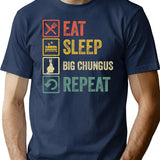 Funny Eat Sleep Big Chungus Repeat Retro Vintage T-Shirt for Men & Women, T-Shirts Graphic Tee - Navy