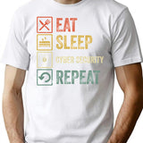 Funny Eat Sleep Cyber Security Repeat Retro Vintage Gift T-Shirt for Men & Women, T-Shirts Graphic Tee - White