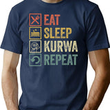Funny Eat Sleep Kurwa Repeat Retro Vintage Gift T-Shirt for Men & Women, T-Shirts Graphic Tee - Navy