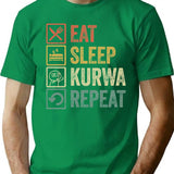 Funny Eat Sleep Kurwa Repeat Retro Vintage Gift T-Shirt for Men & Women, T-Shirts Graphic Tee - Green