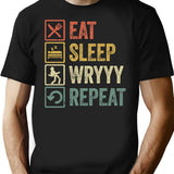Funny Eat Sleep Wryyy Repeat Retro Vintage Gift T-Shirt for Men & Women, T-Shirts Graphic Tee - Black