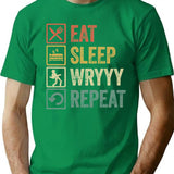 Funny Eat Sleep Wryyy Repeat Retro Vintage Gift T-Shirt for Men & Women, T-Shirts Graphic Tee - Green