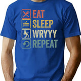 Funny Eat Sleep Wryyy Repeat Retro Vintage Gift T-Shirt for Men & Women, T-Shirts Graphic Tee - Blue