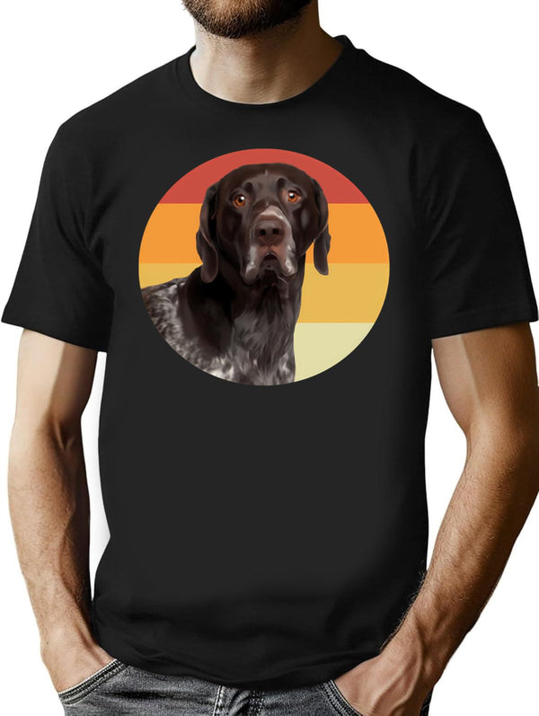 Funny German Shorthaired Pointer Dog Vintage Retro Face T-Shirt for Men & Women, T-Shirts Graphic Tee - Black