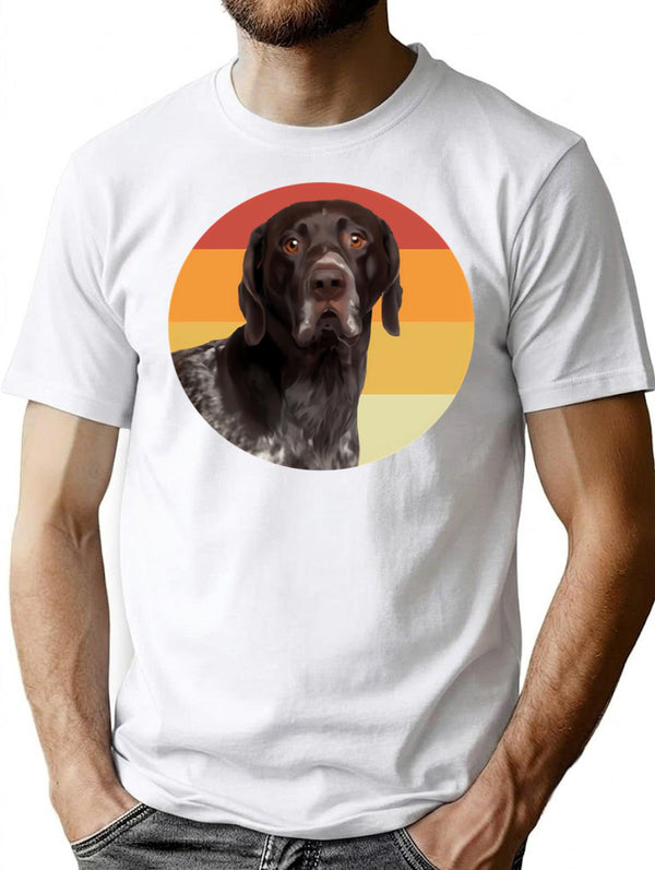Funny German Shorthaired Pointer Dog Vintage Retro Face T-Shirt for Men & Women, T-Shirts Graphic Tee - White