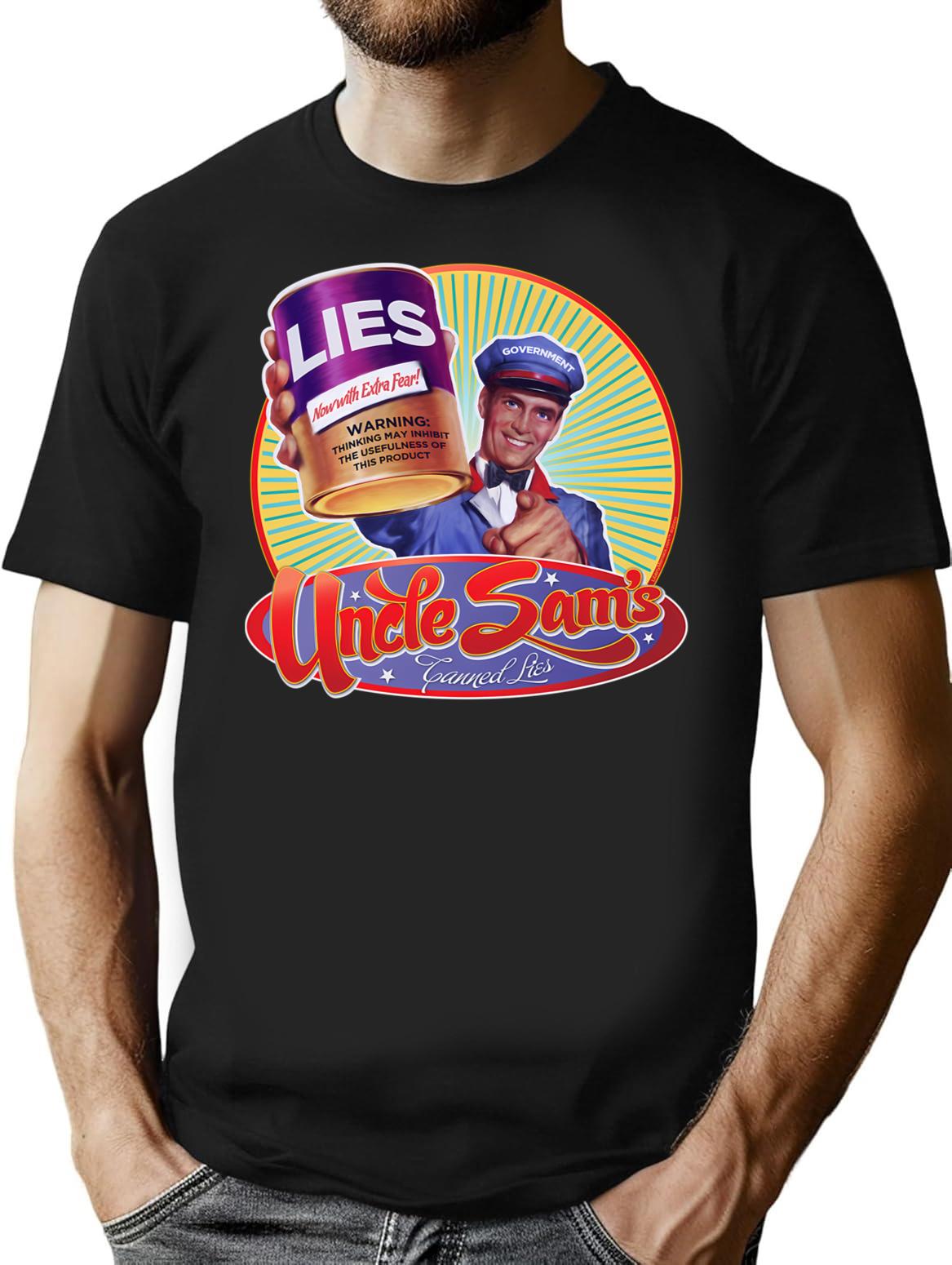 Government Lies T-Shirt - Retro Graphic Tee for Men & Women - Black
