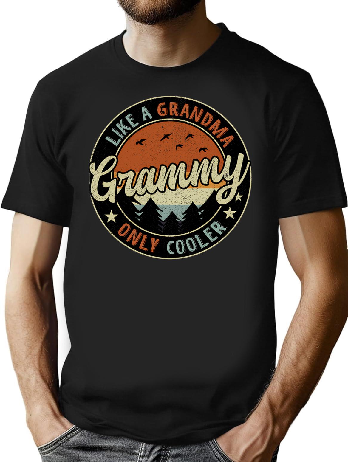 Grammy Like A Grandma Only Cooler Vintage Retro T-Shirt - Black