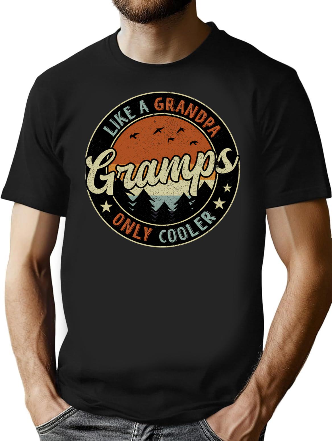 Gramps Like A Grandpa Only Cooler Vintage Retro T-Shirt - Black