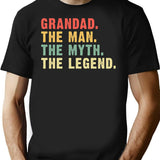 Grandad Man Myth Legend Mens Funny Gift Fathers Day T-Shirt - Black