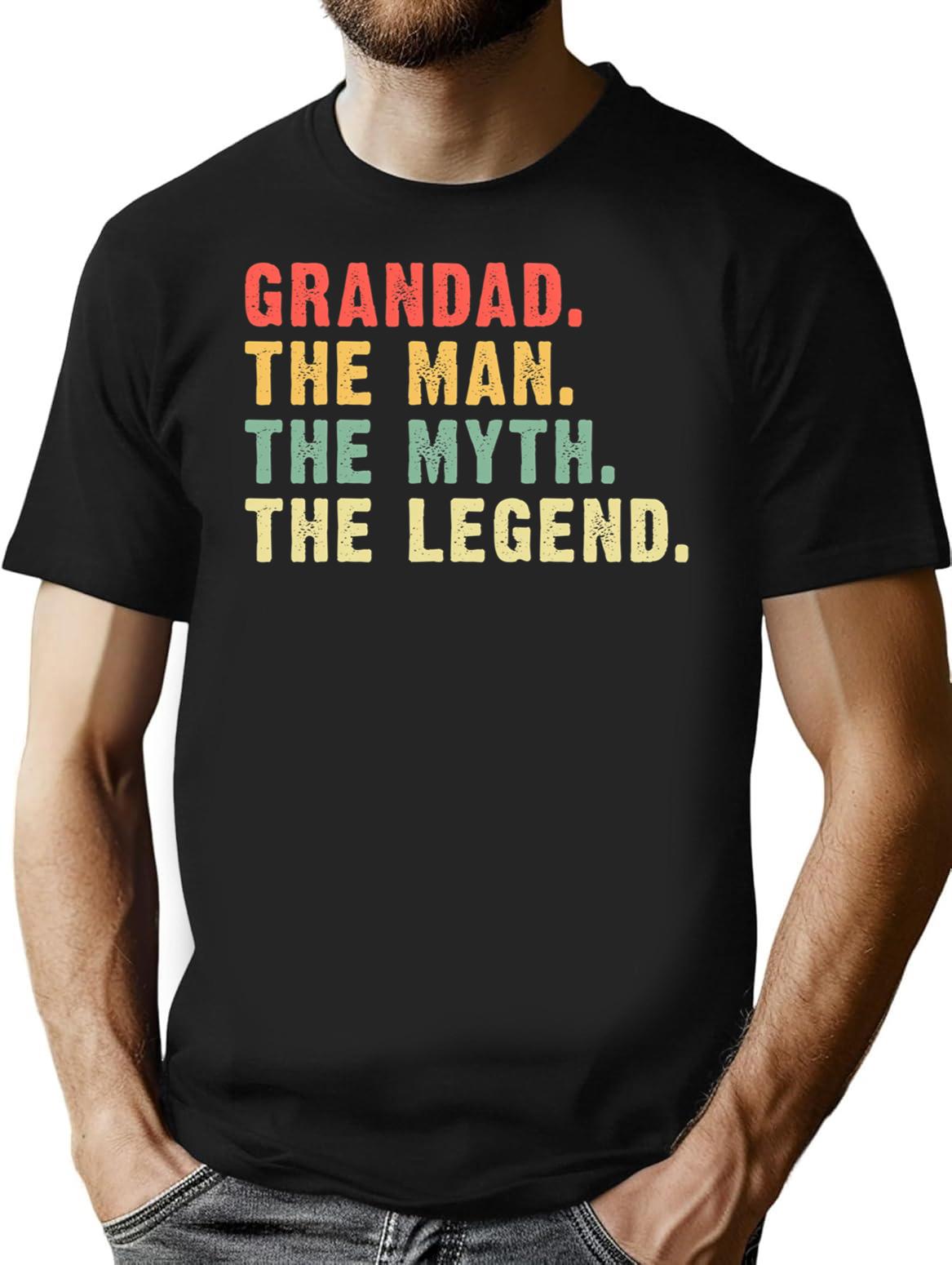 Grandad Man Myth Legend Mens Funny Gift Fathers Day T-Shirt - Black