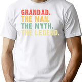 Grandad Man Myth Legend Mens Funny Gift Fathers Day T-Shirt - White