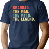 Grandad Man Myth Legend Mens Funny Gift Fathers Day T-Shirt - Navy