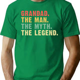 Grandad Man Myth Legend Mens Funny Gift Fathers Day T-Shirt - Green