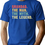 Grandad Man Myth Legend Mens Funny Gift Fathers Day T-Shirt - Blue