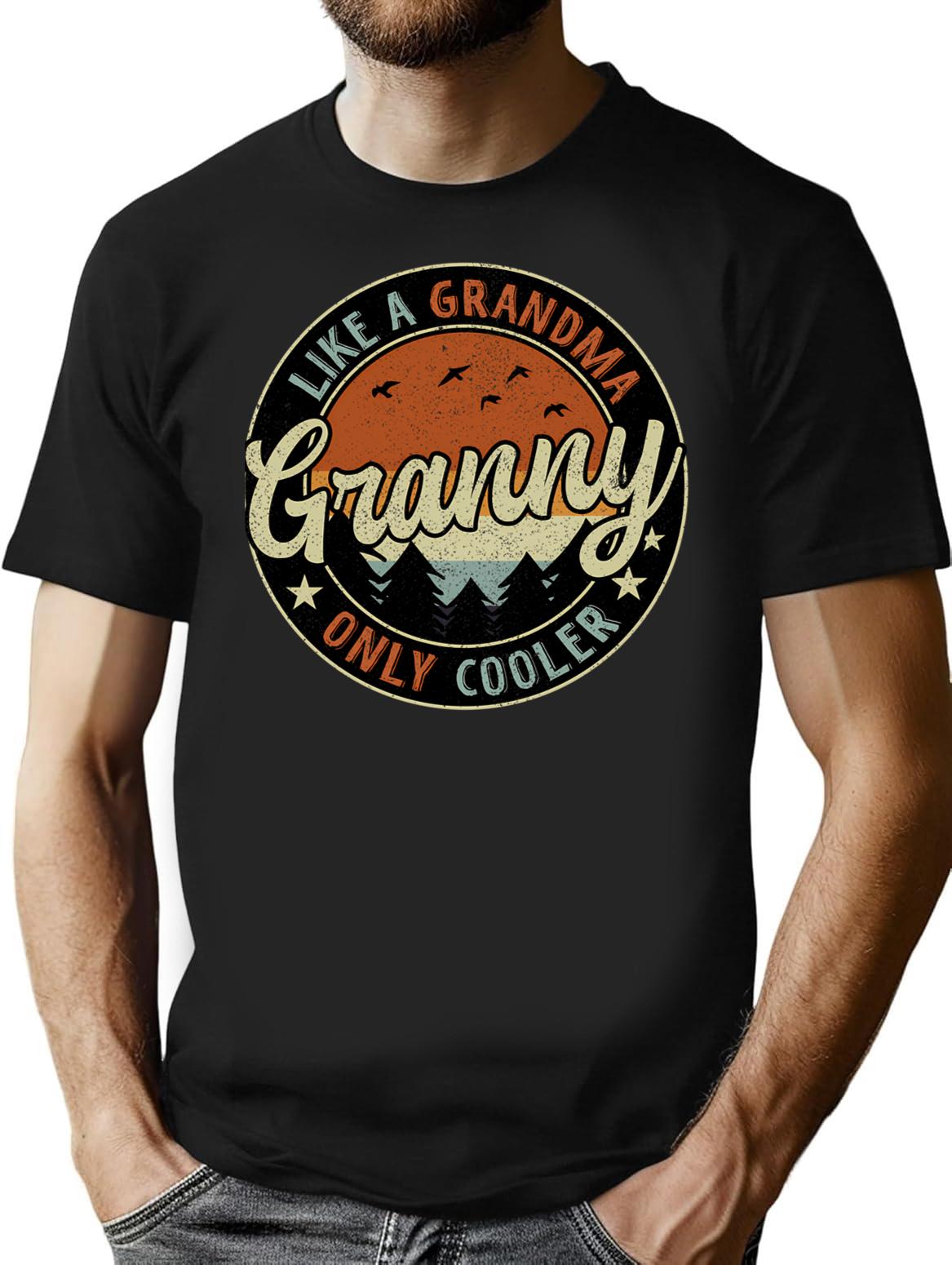 Granny Like A Grandma Only Cooler Vintage Retro T-Shirt - Black