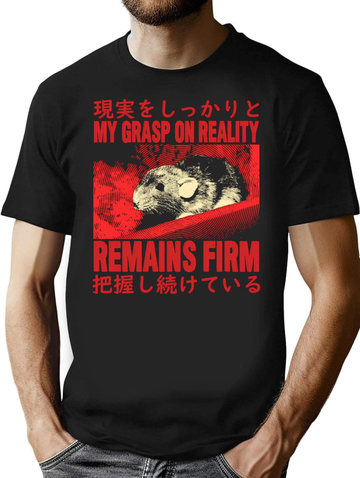 Grasp On Reality Rat T-Shirt - Retro Graphic Tee for Men & Women - Black
