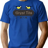 Great Tits T-Shirt - Retro Graphic Tee for Men & Women - Blue
