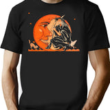 Great Vintage Witch And Moon Halloween T-Shirt - Black