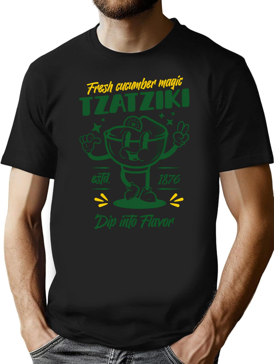 Greek Tzatziki Retro Mascot T-Shirt - Black