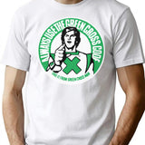 Green Cross Code Man T-Shirt - Retro Graphic Tee for Men & Women - White
