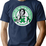 Green Cross Code Man T-Shirt - Retro Graphic Tee for Men & Women - Navy