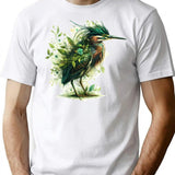 Green Heron T-Shirt - Retro Graphic Tee for Men & Women - White