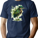 Green Heron T-Shirt - Retro Graphic Tee for Men & Women - Navy