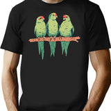Green Parrot T-Shirt - Retro Graphic Tee for Men & Women - Black