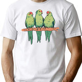 Green Parrot T-Shirt - Retro Graphic Tee for Men & Women - White