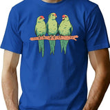 Green Parrot T-Shirt - Retro Graphic Tee for Men & Women - Blue