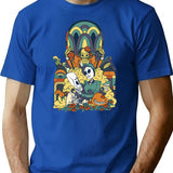 Grim Fandango Vintage Videogame Artwork T-Shirt - Retro Graphic Casual Tee - Blue