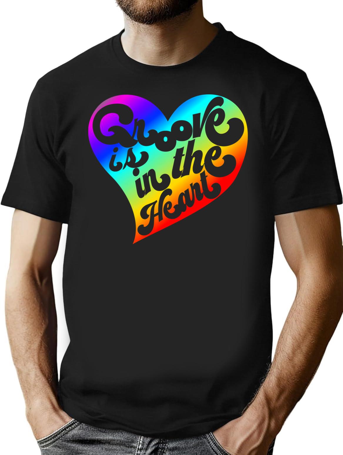 Groove Is In The Heart T-Shirt - Retro Graphic Tee for Men & Women - Black
