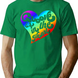 Groove Is In The Heart T-Shirt - Retro Graphic Tee for Men & Women - Green