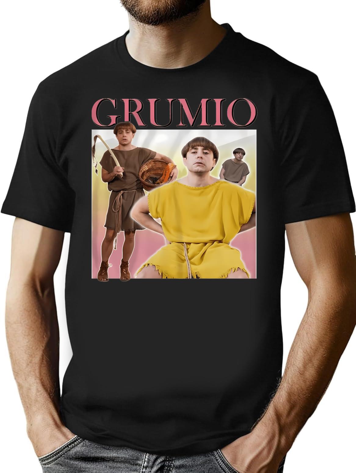Grumio Plebs T-Shirt - Retro Graphic Tee for Men & Women - Black