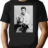 Guitar Fashion Presley Poster T-Shirt - Retro Graphic Tee for Men & Women - Black