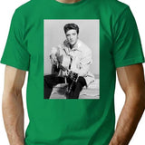 Guitar Fashion Presley Poster T-Shirt - Retro Graphic Tee for Men & Women - Green