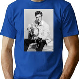 Guitar Fashion Presley Poster T-Shirt - Retro Graphic Tee for Men & Women - Blue