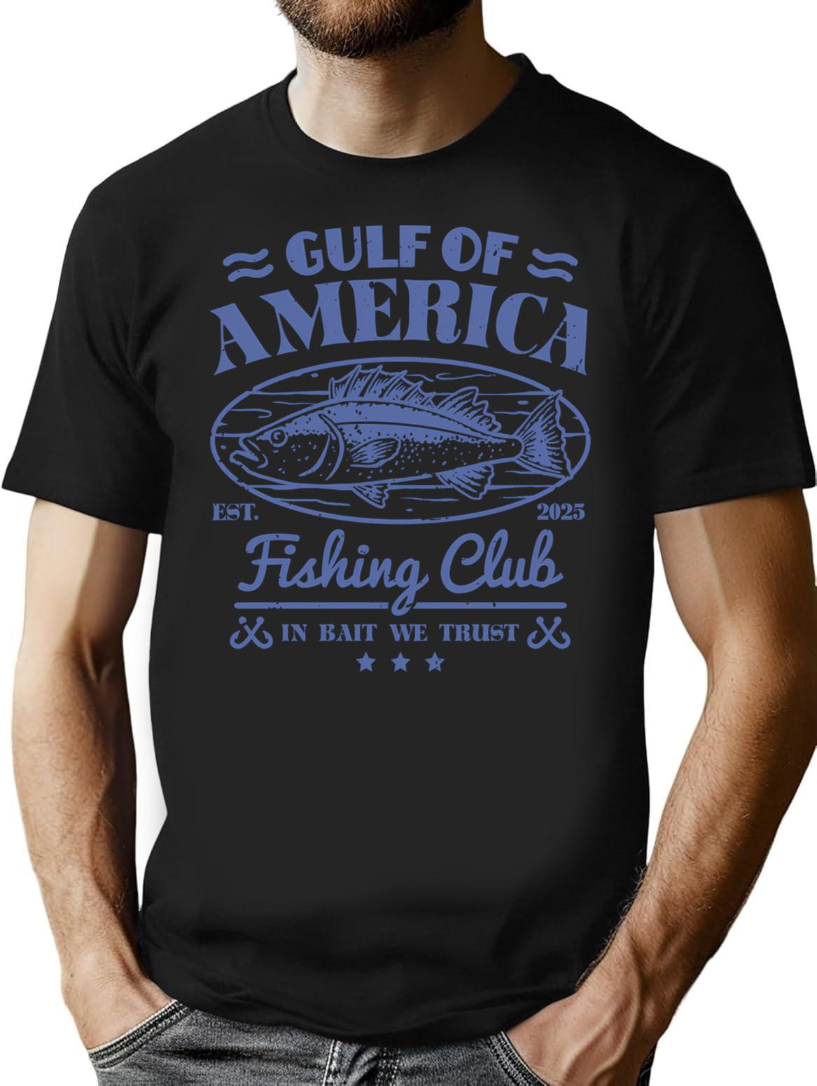Gulf Of America Fishing Club T-Shirt - Retro Graphic Tee for Men & Women - Black