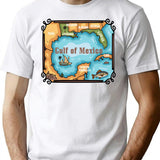 Gulf Of Mexico T-Shirt - Retro Graphic Tee for Men & Women - White